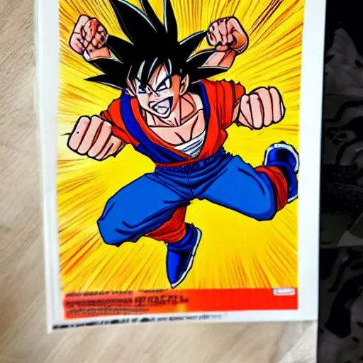 Image similar to highly detailed shonen jump goku powering up on toilet seat illustrated by constipated akira toriyama