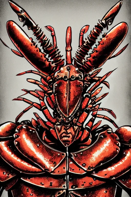 Prompt: human warrior, lobster themed armour, crab, symmetrical, highly detailed, digital art, needles, sharp focus, trending on art station, kentaro miura manga art style