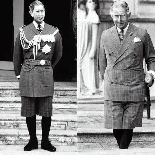 Image similar to prince charles wearing a dress