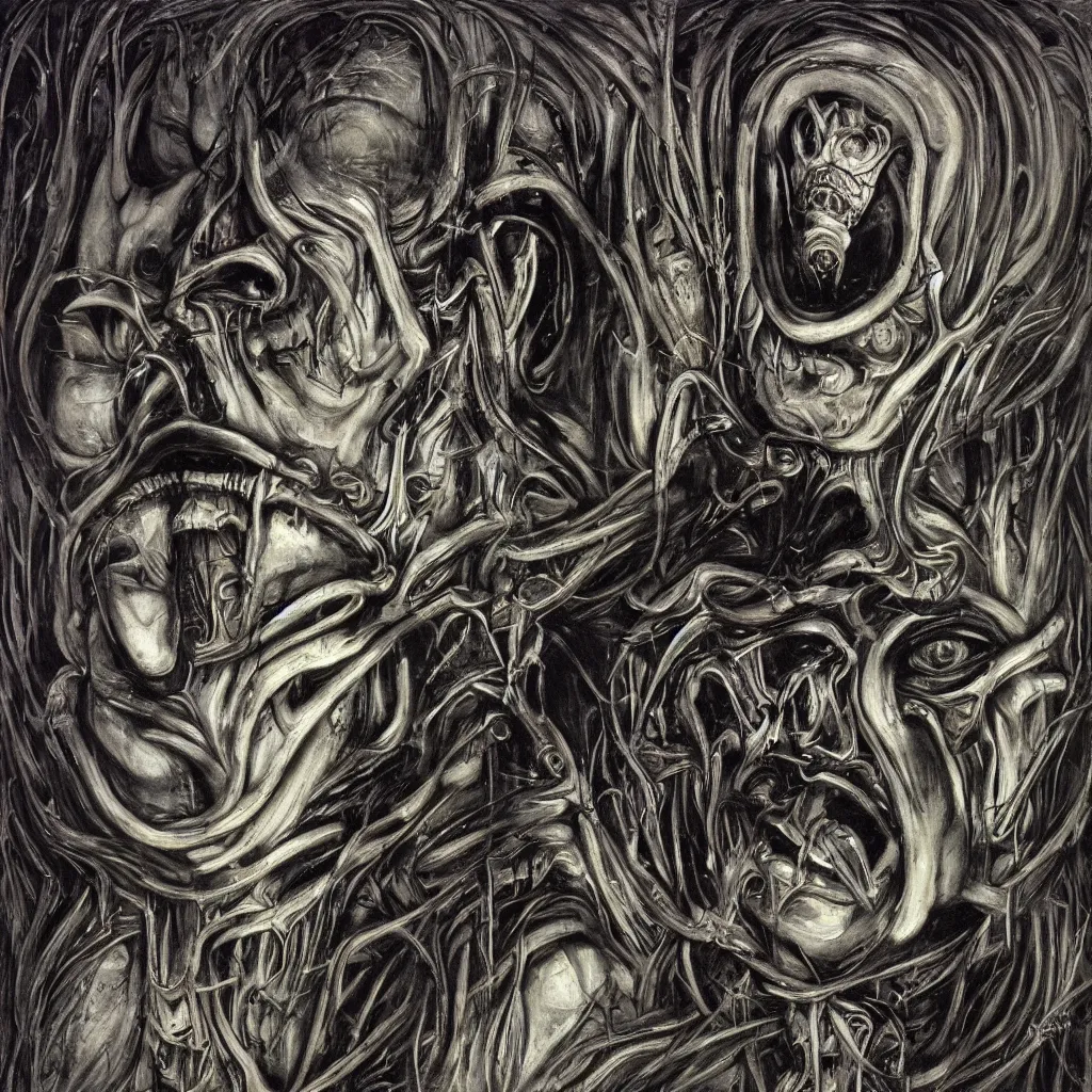 Image similar to subconscious psyche portrait by giger