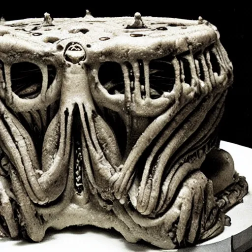 Image similar to cake made by H. R. Giger