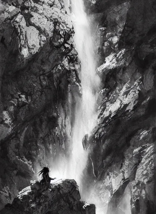 Image similar to portrait, of a flying girl over waterfall, watercolor, dramatic lighting, cinematic, establishing shot, extremely high detail, foto realistic, cinematic lighting, pen and ink, intricate line drawings, by Yoshitaka Amano, Ruan Jia, Kentaro Miura, Artgerm, post processed, concept art, artstation, matte painting, style by eddie mendoza, raphael lacoste, alex ross