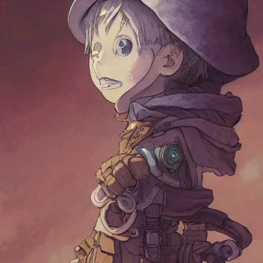 Image similar to a detailed portrait of a made in abyss character, by victo ngai and justin gerard and demizu posuka, digital art, realistic painting, very detailed, fantasy, dnd, character design, trending on artstation