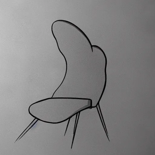 Image similar to a banana - shaped chair, design draft, sketch