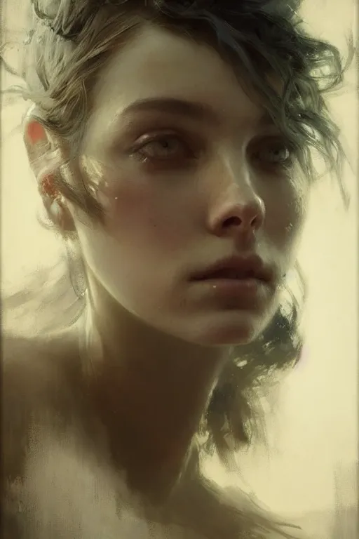 Image similar to beautiful photographic by jeremy mann, only one head single portrait absurdly beautiful, elegant, ultrafine hyperrealistic detailed face, greg rutkowski, alphonse mucha, intricate linework, sharp focus, smooth, octopath traveler, final fantasy, unreal engine, dramatic lighting, ethereal, 8 k