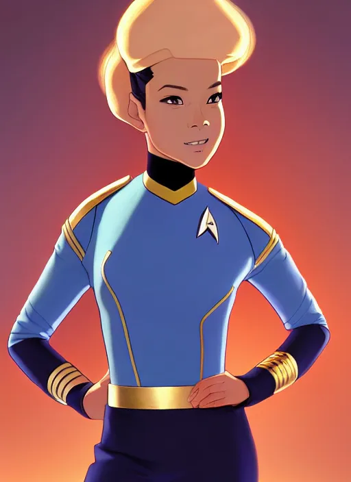 Prompt: cute star trek officer nat king cole, natural lighting, path traced, highly detailed, high quality, digital painting, by don bluth and ross tran and studio ghibli and alphonse mucha, artgerm