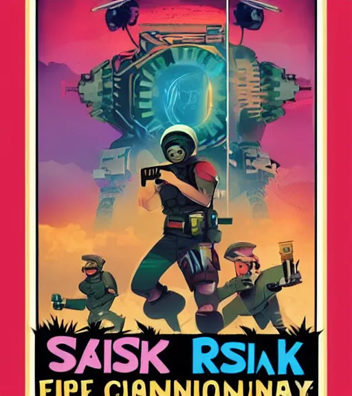 Prompt: risk of rain commando 6 0 s! sci - fi poster