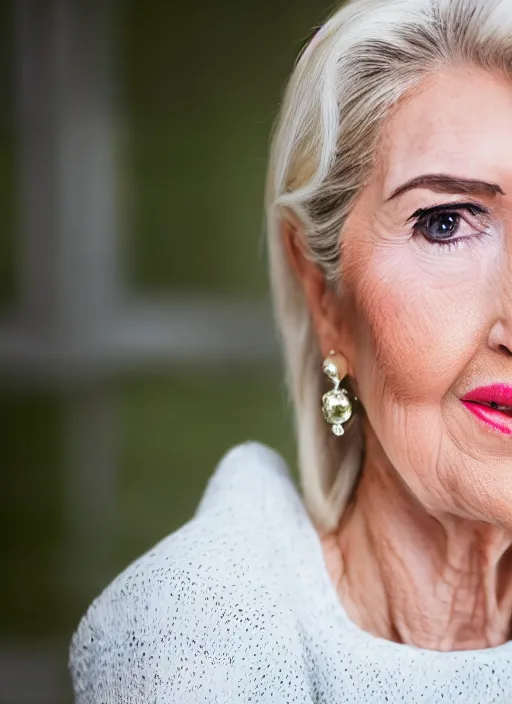 Prompt: dslr photo portrait still of 7 5 year old age 7 5 ivanka trump at age 7 5!!!, 8 5 mm f 1. 8