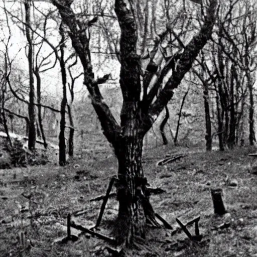 Image similar to a very old photo of the blair witch