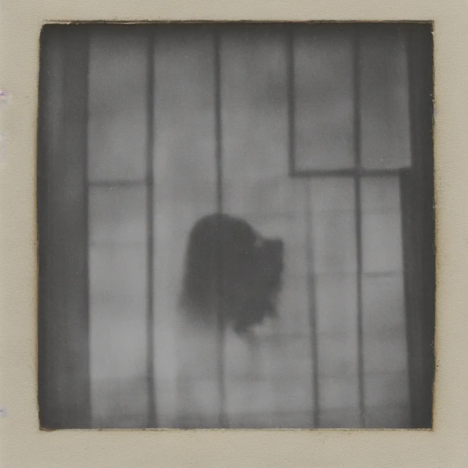 Prompt: a portrait polaroid of a melancholic window