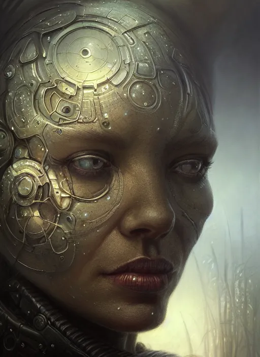 Prompt: closeup portrait shot of a dystopian person in a scenic dystopian environment, intricate, elegant, highly detailed, centered, digital painting, artstation, concept art, smooth, sharp focus, illustration, artgerm, tomasz alen kopera, peter mohrbacher, donato giancola, joseph christian leyendecker, wlop, boris vallejo