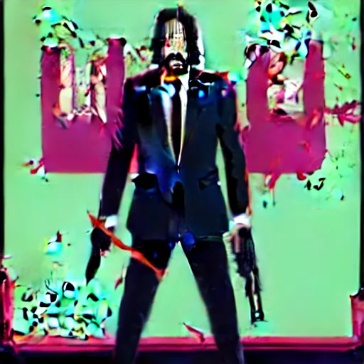 Image similar to john wick, hotline miami art style, by wlop