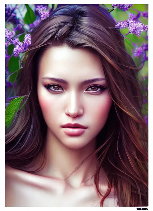 Image similar to photo of a gorgeous female in the style of stefan kostic, realistic, half body shot, sharp focus, 8 k high definition, insanely detailed, intricate, elegant, art by stanley lau and artgerm, extreme bokeh foliage