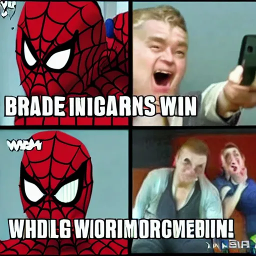 Image similar to spider man pointing at himself meme with funny caption