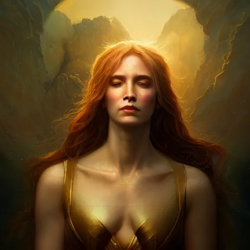 Prompt: majestic gracious goddess hekate portrait, ancient greece, elysium, atmospheric lighting, painted, intricate, volumetric lighting, beautiful, rich deep colours masterpiece, golden hour, sharp focus, ultra detailed, by leesha hannigan, ross tran, thierry doizon, kai carpenter, ignacio fernandez rios