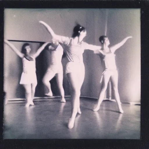 Image similar to polaroid of dancers, smudge, lo fi, mix, texture