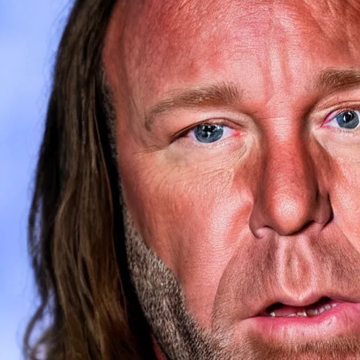 Image similar to Alex Jones appears as Lil Wayne, close up, high quality, photo