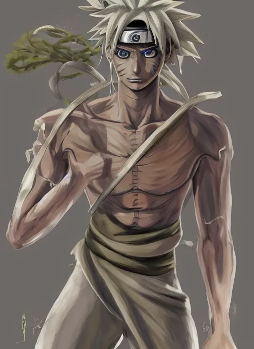 Prompt: a professional digital painting of Naruto Sage Mode as a titan shifter, beautiful bone structure, symmetrical facial features, intricate, elegant, digital painting, concept art, smooth, sharp focus, illustration, from Attack on titan, art style by Ruan Jia and Mandy Jurgens and Ian Spriggs and William-Adolphe Bouguerea