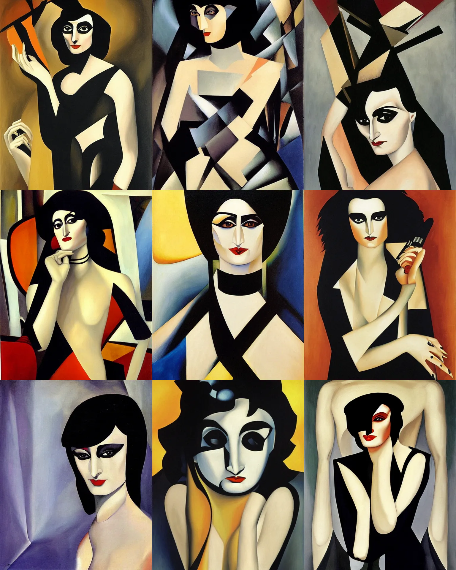 Prompt: siouxsie sioux painting by tamara de lempicka