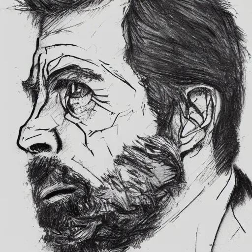 Image similar to a realistic yet scraggly portrait sketch of the side profile of a stern and sophisticated john travolta, trending on artstation, intricate details, in the style of frank auerbach, in the style of sergio aragones, in the style of martin ansin, in the style of david aja, in the style of mattias adolfsson