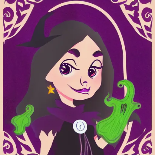 Image similar to a witch by disney, digital art