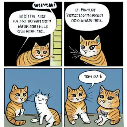 Prompt: humor comics with cats