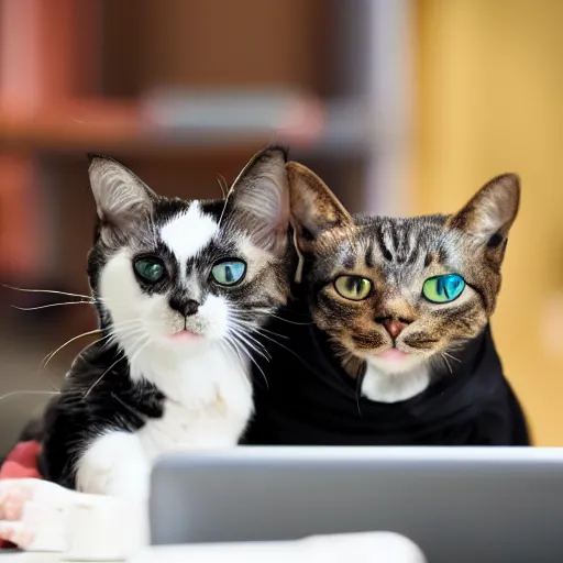 Image similar to corrupted cats sitting in cyberspace