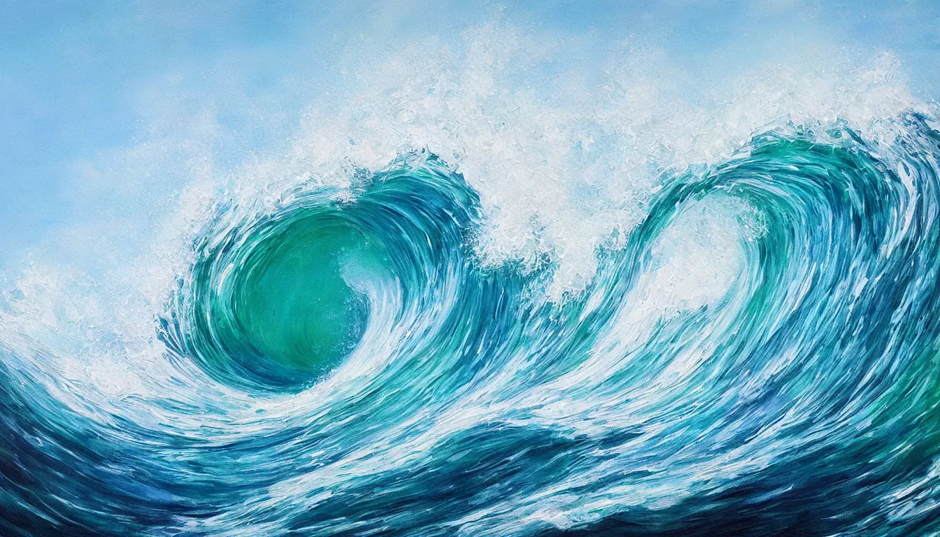 Image similar to spectacularly ocean wave rolling, photorealistic painting