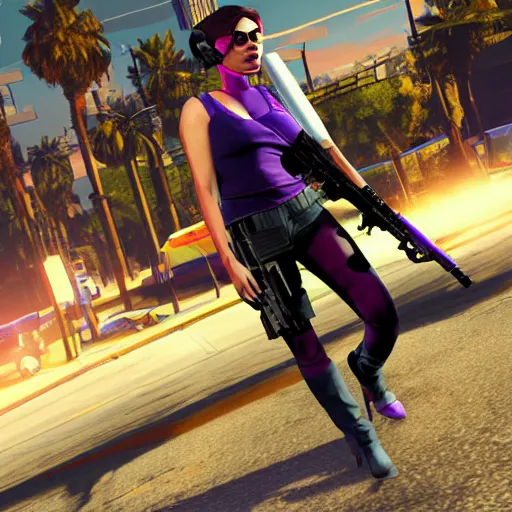 Prompt: widowmaker in gta 5, cover art