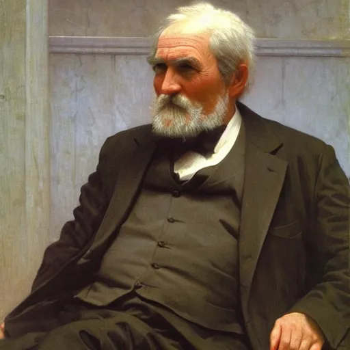 Prompt: old man in a suit, by bouguereau