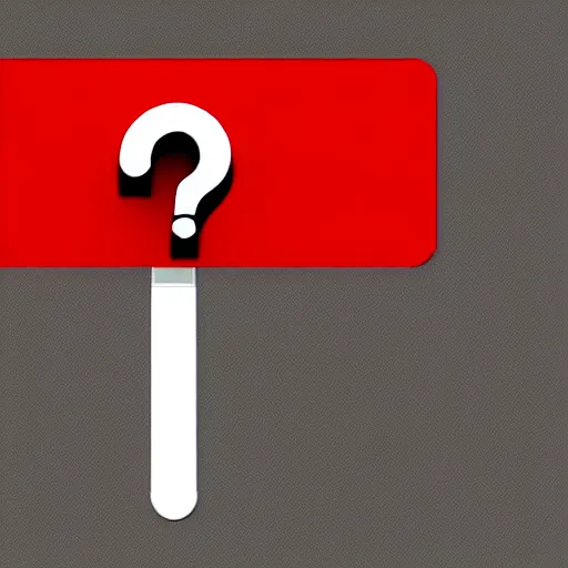 Image similar to a clip art icon of a red question sign, highly detailed, sharp focus, extremely high quality artwork, very detailed, artstation