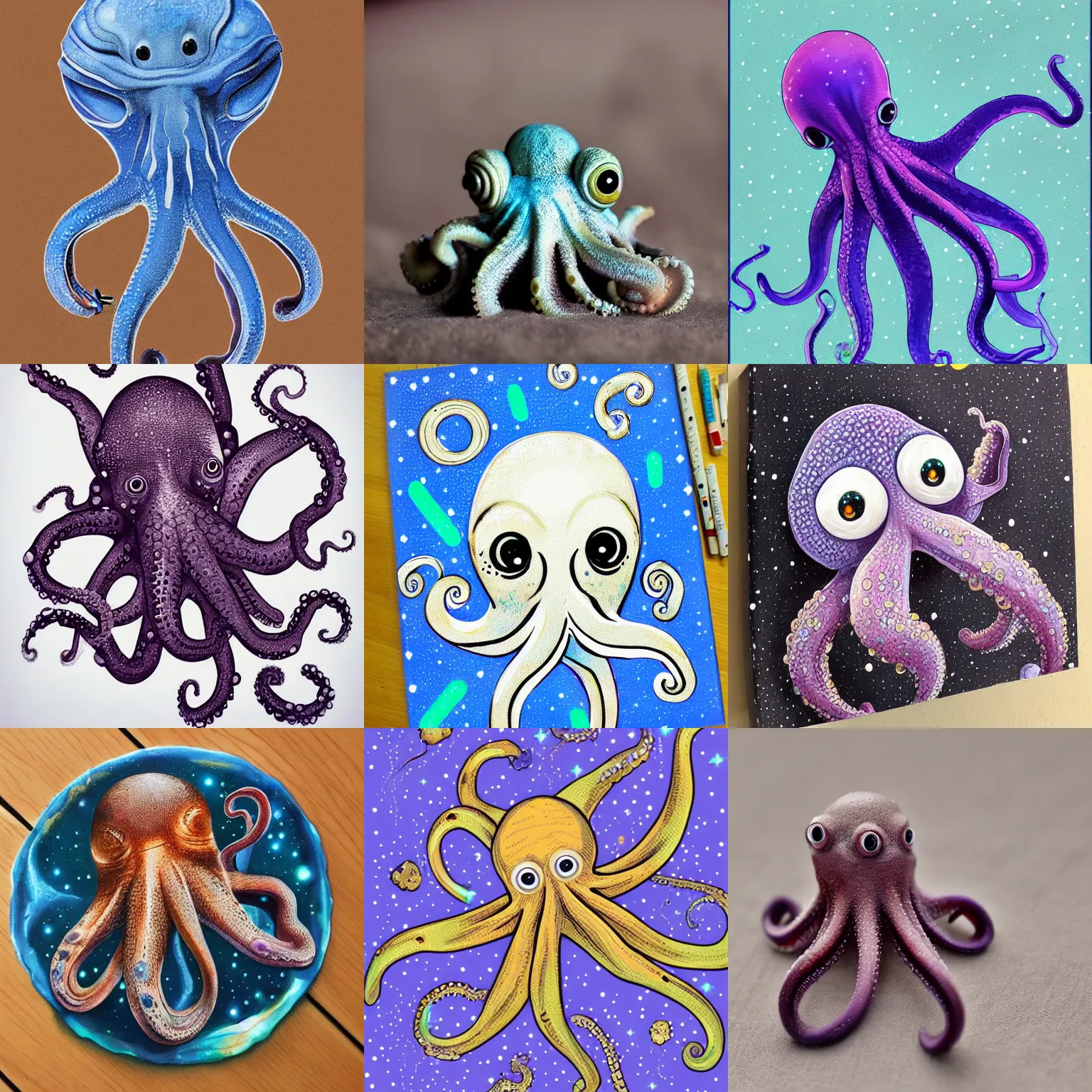 A Cute Galactic Baby Octopus Hyper Detailed Realistic Stable 