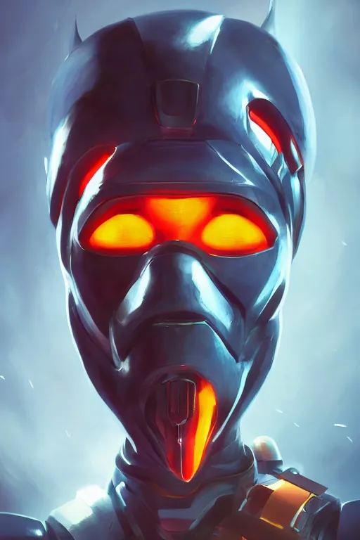 Image similar to epic mask helmet robot ninja portrait stylized as fornite style game design fanart by concept artist gervasio canda, behance hd by jesper ejsing, by rhads, makoto shinkai and lois van baarle, ilya kuvshinov, rossdraws global illumination radiating a glowing aura global illumination ray tracing hdr render in unreal engine 5