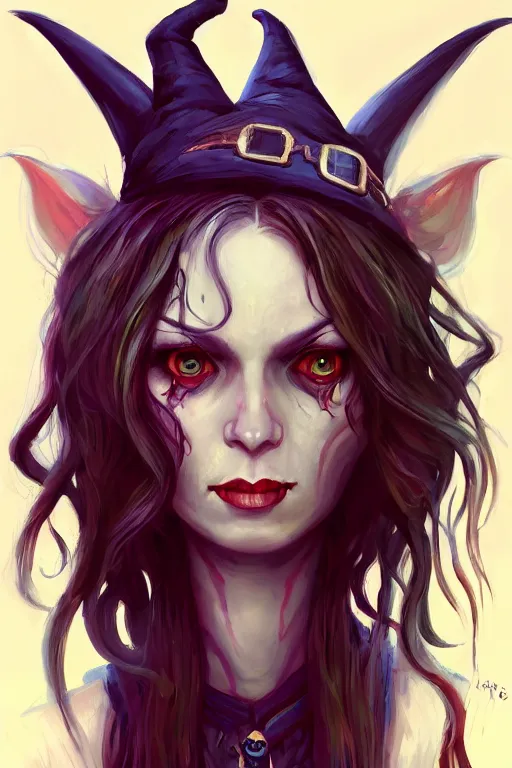 Image similar to portrait of a witch, american mcgee's alice, sharp focus, artstation, trending, by julie dillon, luis melo, tyler miles lockett, lei jin, hong lei, ken wong, adam narozanski, joy ang