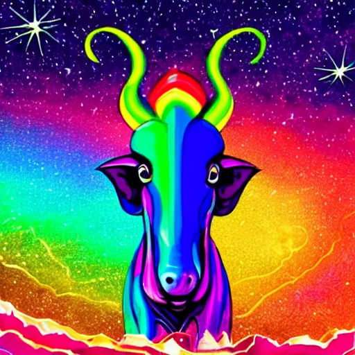 Prompt: rainbow cosmic goat