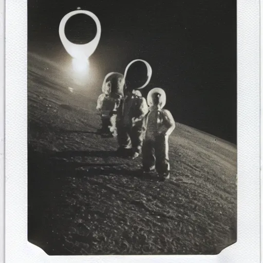 Image similar to polaroid photograph of aliens visiting earth, 1 9 5 0