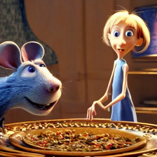 Prompt: film still of remy from ratatouille in coraline ( 2 0 0 9 )