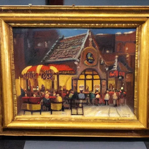 Prompt: oil painting of 1 4 th century mcdonalds restaurant
