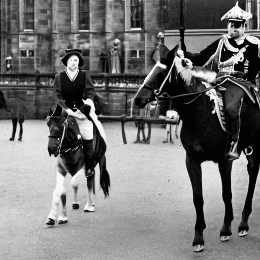 Image similar to queen elizabeth ii, riding a horse, at edinburgh