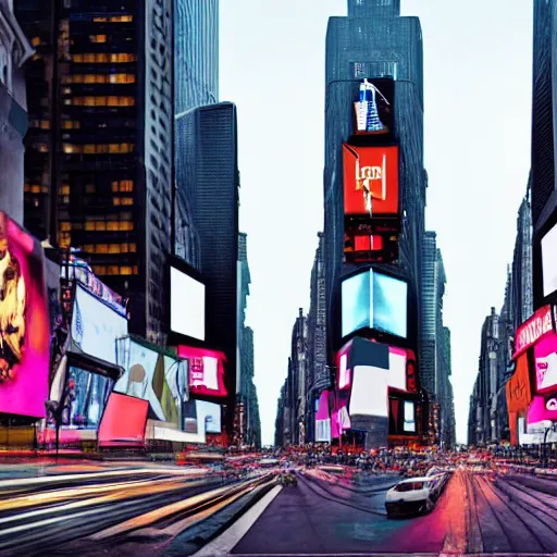 Prompt: hyperrealistic render of a futuristic version of Time Square in New York City