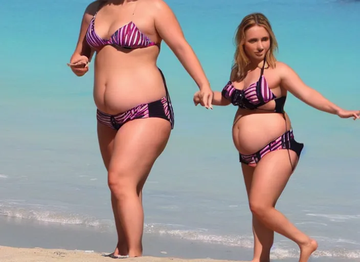 Image similar to thick chubby curvy kristen bell in a bikini with a chubby belly