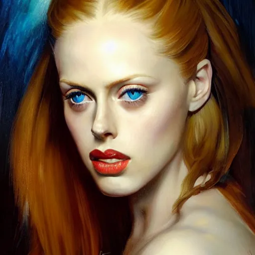 Image similar to ultra realistic portrait painting of deborah ann woll, art by frank frazetta, 4 k, ultra realistic, highly detailed, epic lighting