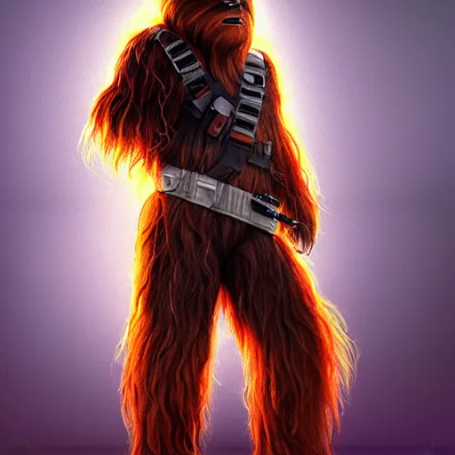 Image similar to chewbacca dressed in a medical gown in laboratory, vivid color, highly detailed, digital painting, artstation, concept art, matte, sharp focus, impressionnisme, art by artgem