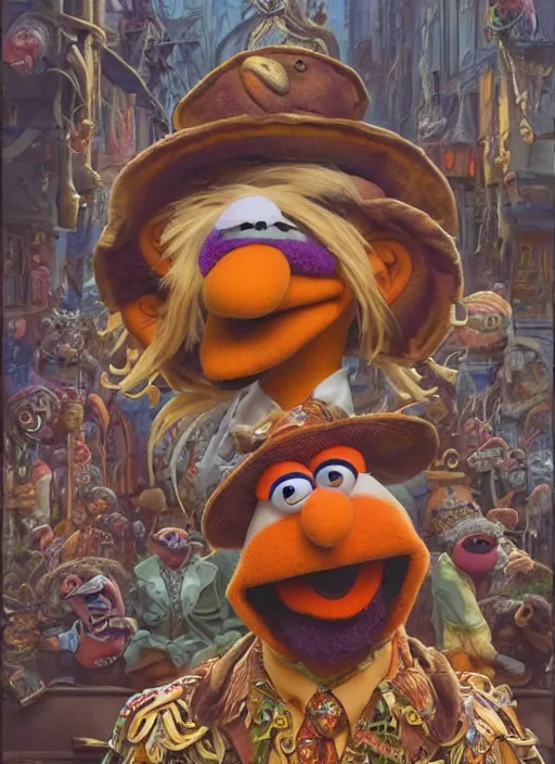 Image similar to Gonzo Muppet from Society (1989), intricate, highly detailed, centered, digital painting, artstation, concept art, smooth, sharp focus, illustration, artgerm, donato giancola, Joseph Christian Leyendecker, WLOP, Artgerm