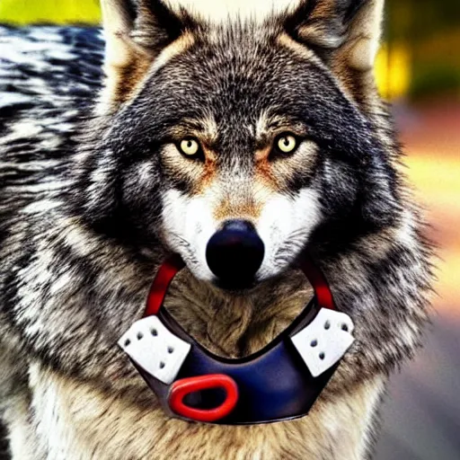 Image similar to a wolf with a cat muzzle.