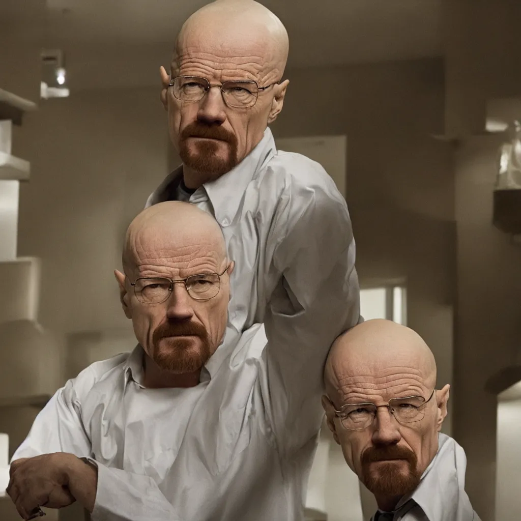 Prompt: walter white making the dreamworks face