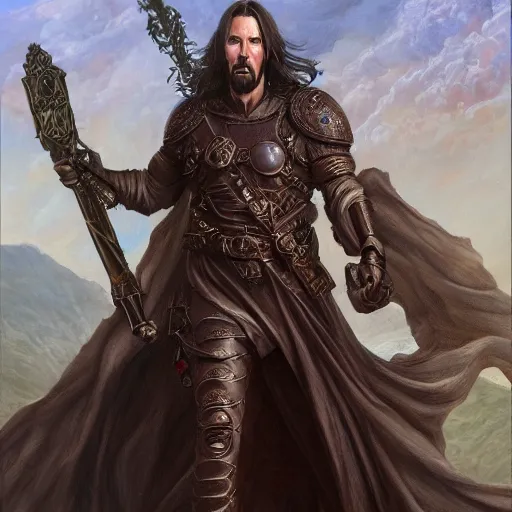 Image similar to Keanu Reeves as a fantasy D&D character, portrait art by Donato Giancola and James Gurney, digital art, trending on artstation