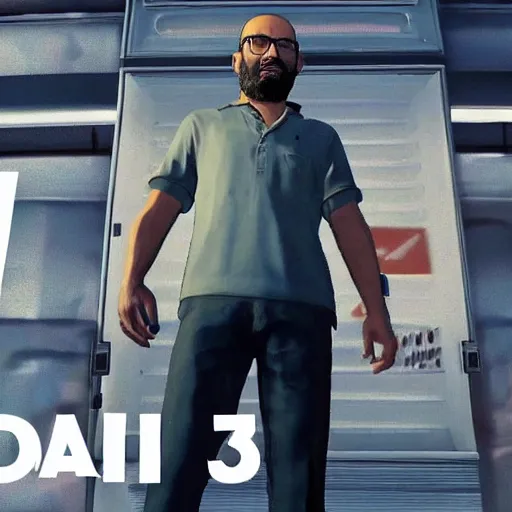 Image similar to Micheal Vsauce as the main character in the new gta 6 trailer no text