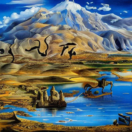 Image similar to kurdistan painted by salvador dali, highly detailed, insanely intricate, award winning art, trending on artstation