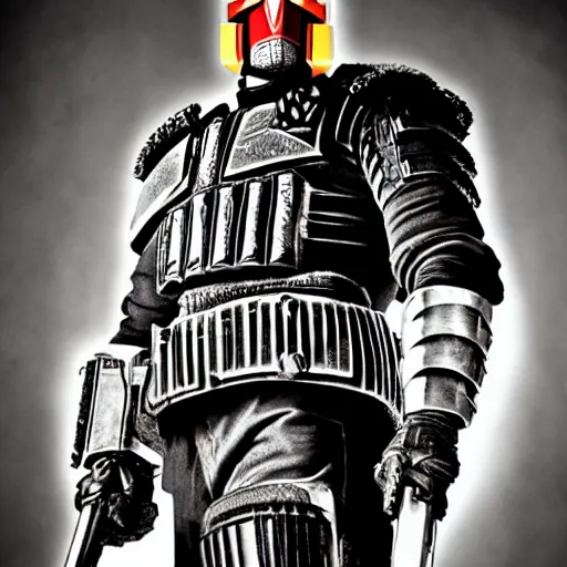 Image similar to judge bull portrait, form judge dredd film,detailed, high quality, high resolution